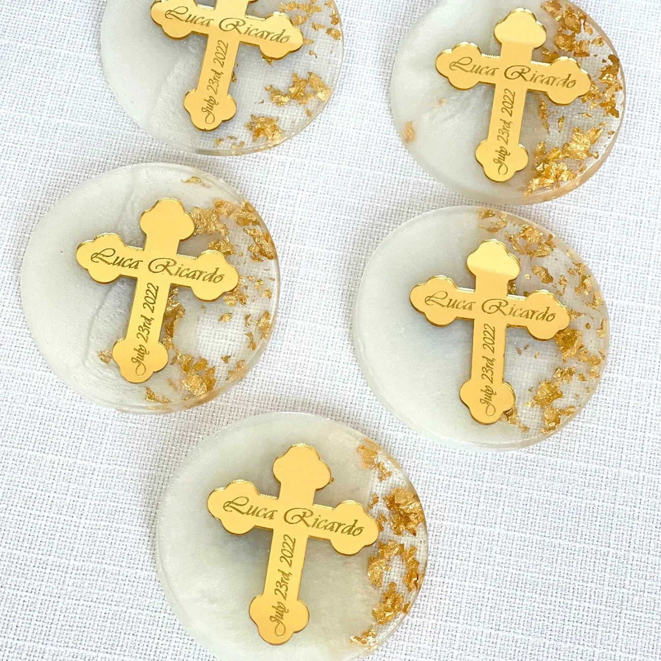 

12 Pcs Custom Gold Cross Wedding Party Decorations Bottle Gift Cross Labels Baby Baptism & Prayer Cross Birthday Party Supplies
