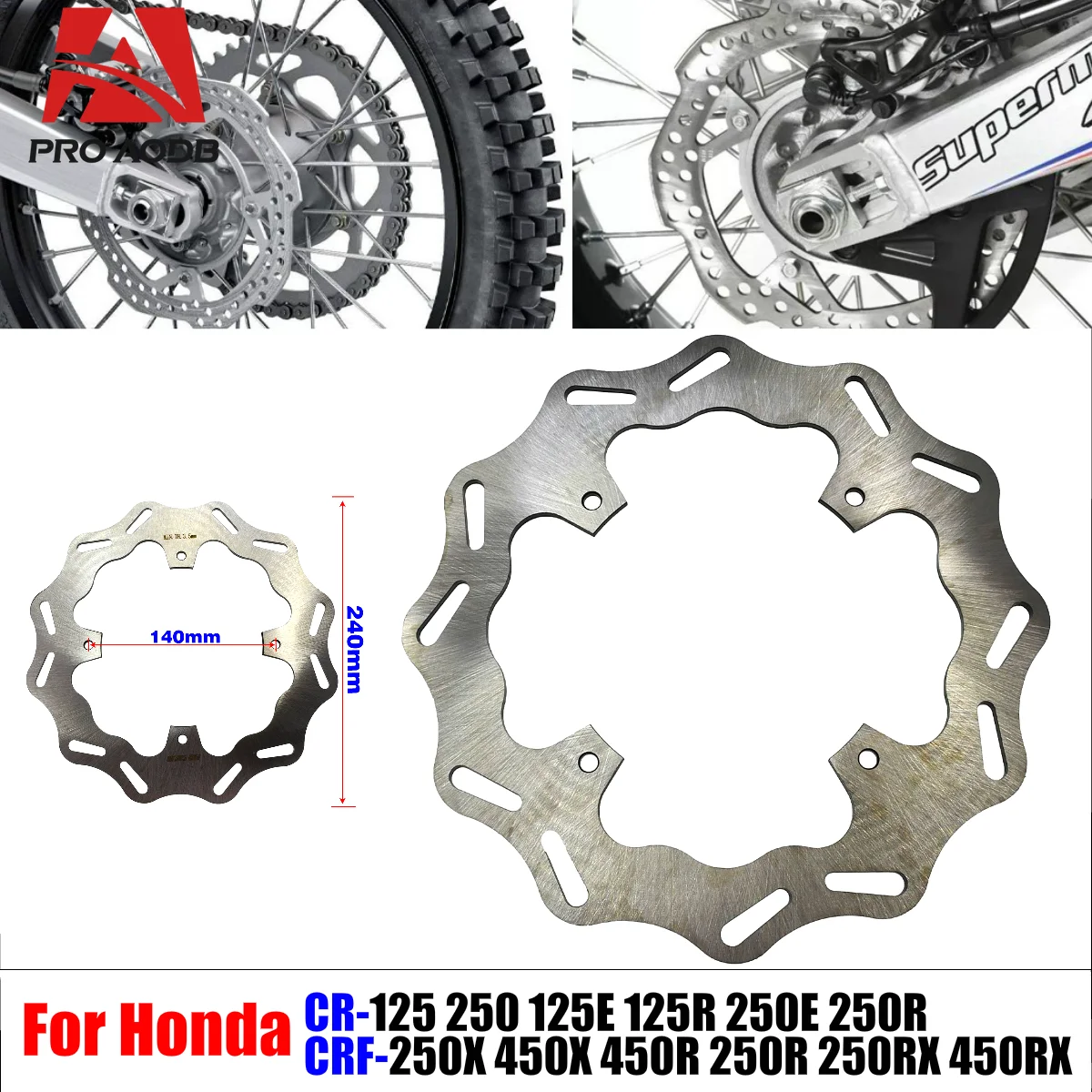 Высококачественный ротор заднего тормозного диска для мотоцикла 240 мм HONDA CR125R CR250R