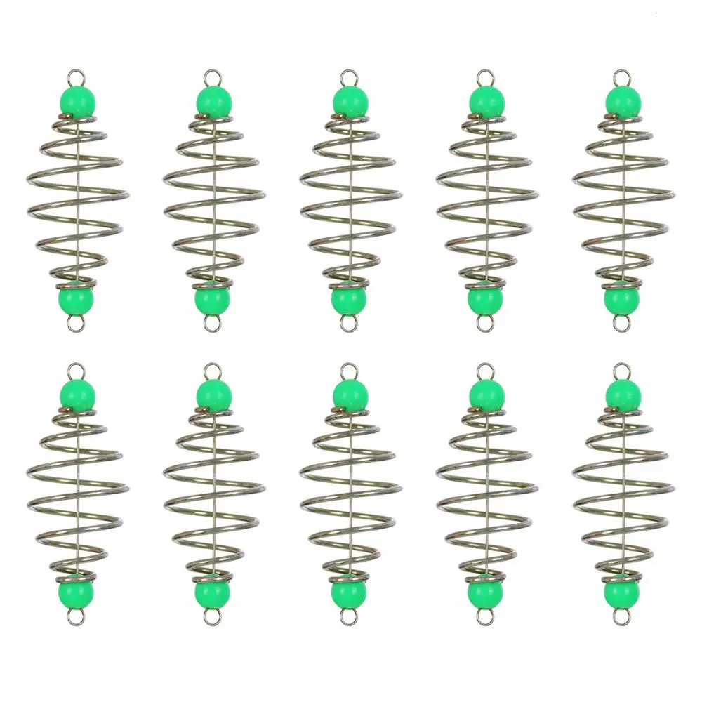 

10pcs/lot Fishing Bait Feeder Spring Lure Inline Hanging Tackle Stainless Steel Fishing Rig Bait Feeder Cages & Method Leader