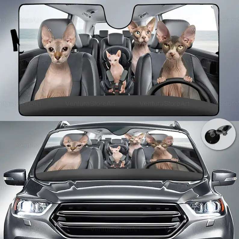 

Sphynx Car Sunshade, Sphynx Lover, Cat Car Accessory, Cat Car Sunshade, Sphynx Cat Car Decoration, Auto Sun Shade