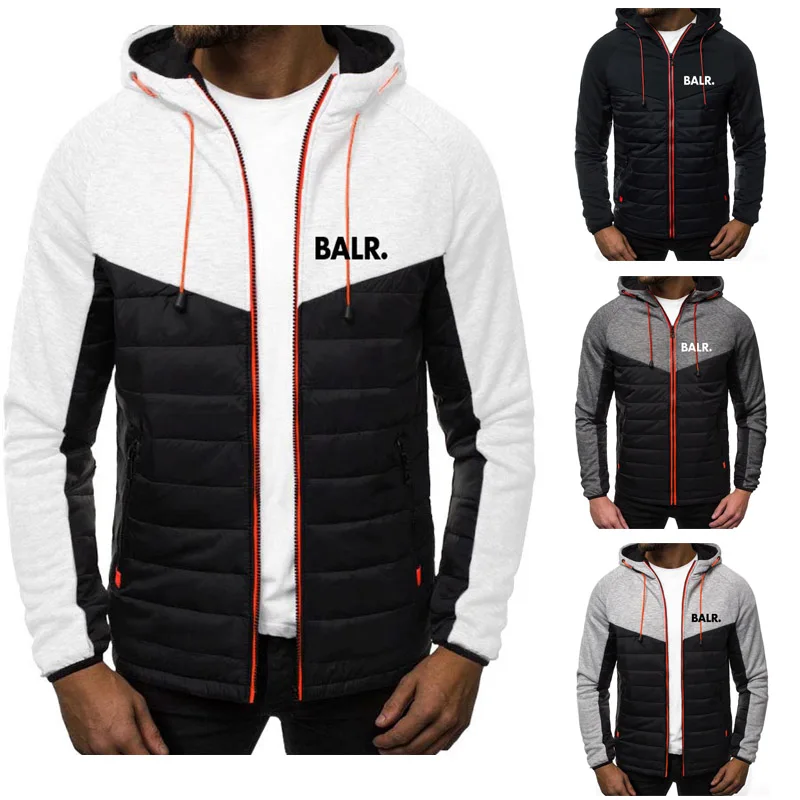 

2023 New Fashion Hoody Spliced Jacket Printed BALR Men Hoodies Sweatshirts Casual Coat Hooded Cardigan Plus Fleece Thin Clothes