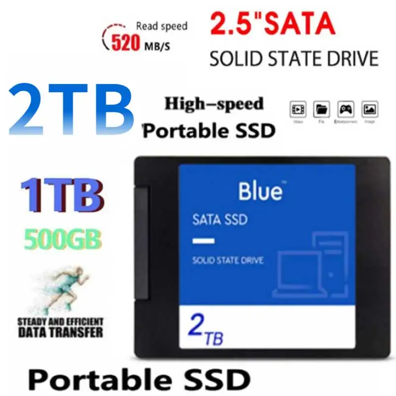 Portable SSD 2.5Inch 512GB Sata III Hard Drive For Laptop Micco Computer Desktop 2TB Internal Solid State Hard Disk High Speed