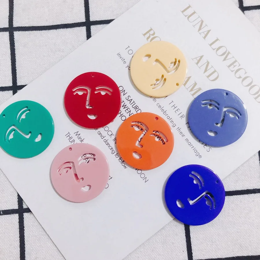 

10Pcs Acrylic Pendant Charms Hollow Face Colorful Pendants Jewelry Connectors for DIY Necklace Earrings Jewelry Making Findings