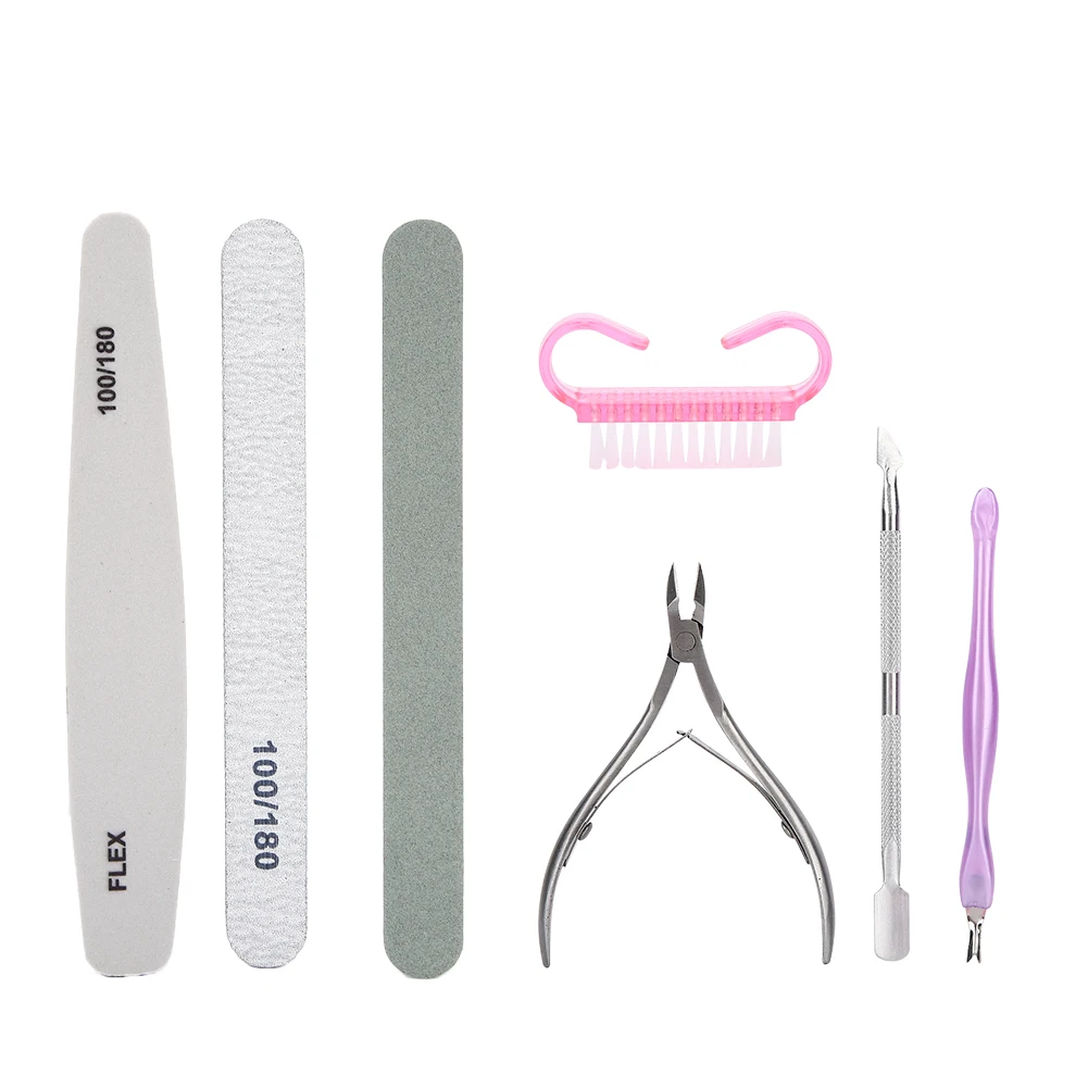

7pcs Nail File Cuticle Nippers Steel Pusher Dead Skin Removal Manicure Tool Set