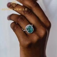 jovovasmile moissanite ring 7 carat 9x11mm cushion cut green moissanite gem rings 925 silver gold ring wedding anillos