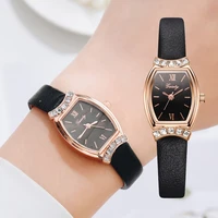 gaiety brand women watch oval quartz watch for women fashion luxury crystal dial leather strap clock wristwatch reloj mujer gift