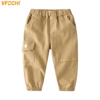 vfochi 2022 new 2 8t boys jogger pants spring summer solid color kids trousers teenager clothing elastic waist boy cargo pants