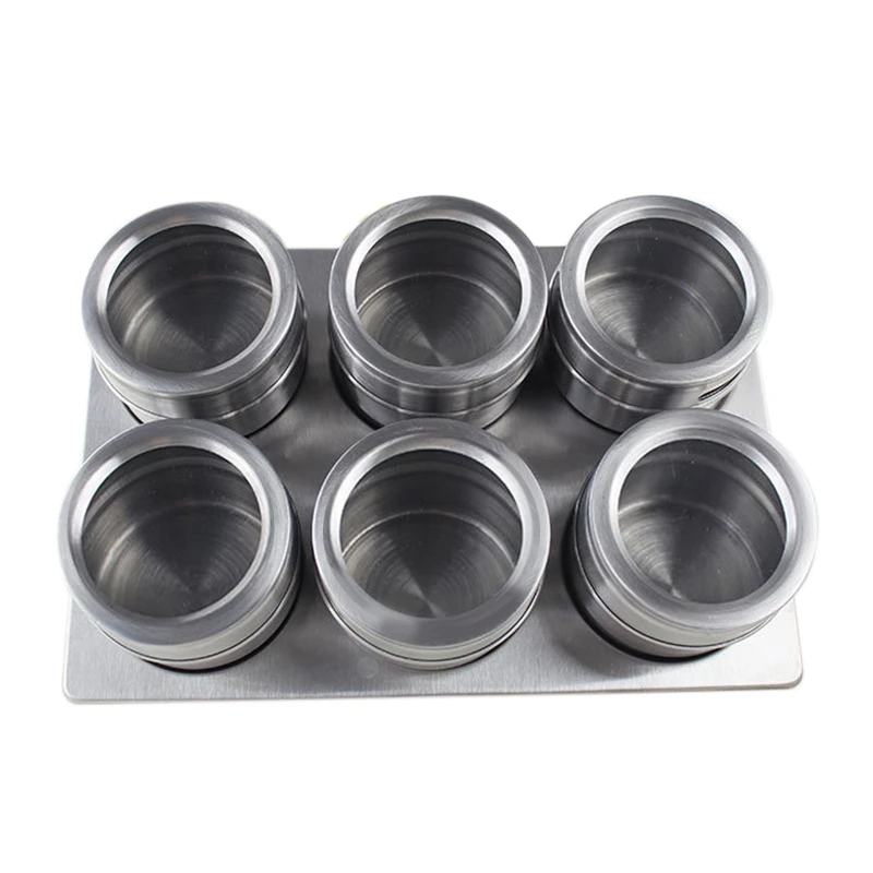 

Magnetic Spice Jar with Spice Holder Stainless Steel Spice Jar Spice Storage Tank Canned Pepper Sauce Jar Shake Flask 6 Pack