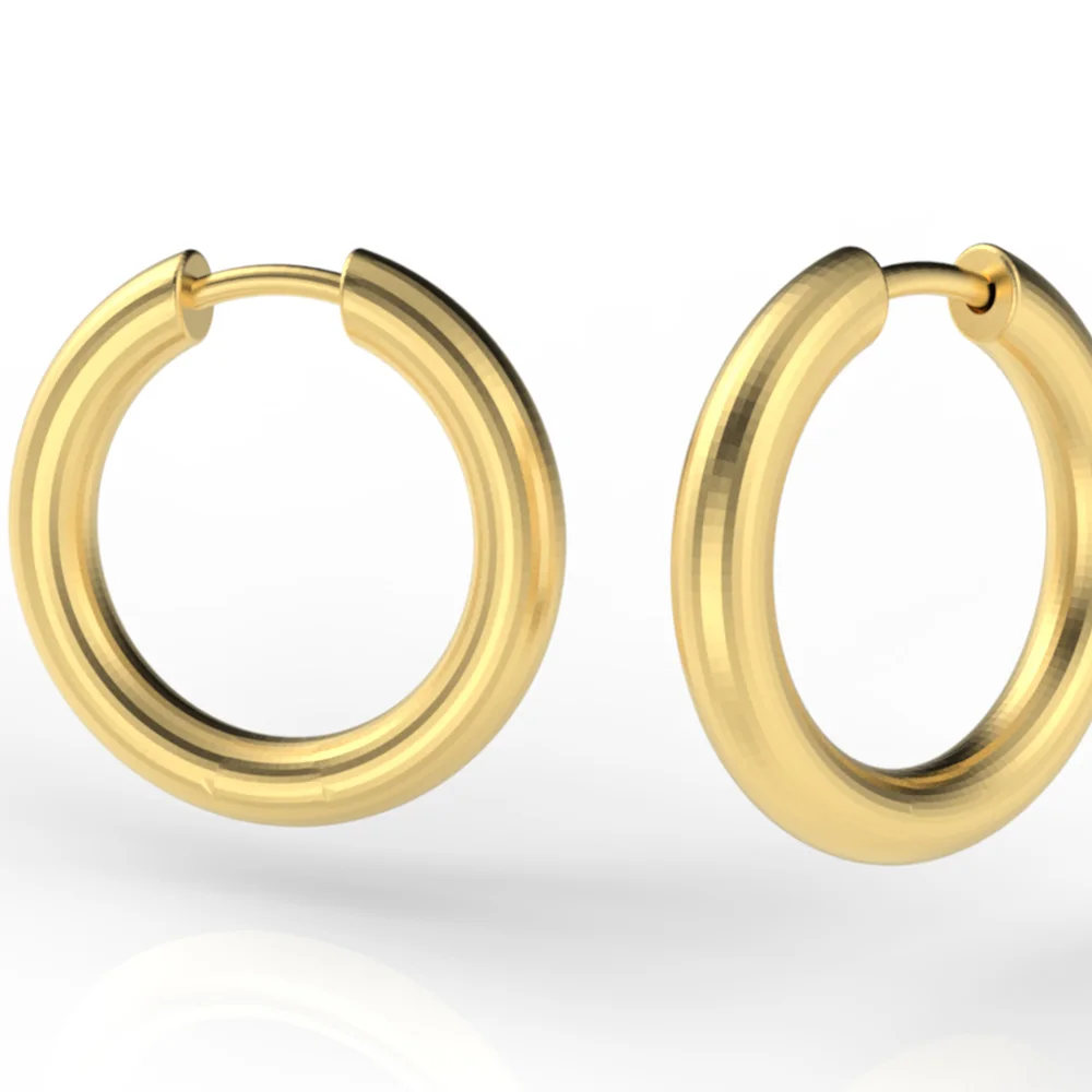 Женские серьги-кольца из платины и 18-каратного золота, 23 мм