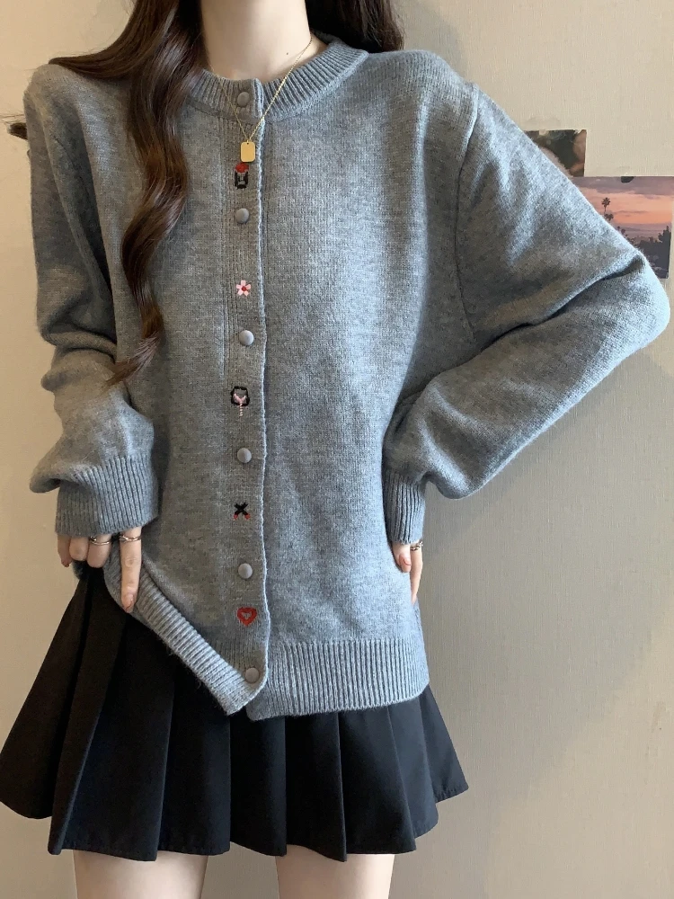 Вязаный кардиган верхняя одежда для женщин ранняя осень новинка 2024 большие