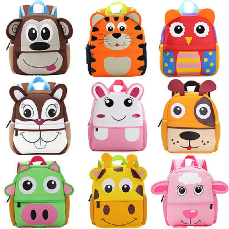 

Детские дизайнерские рюкзаки с 3d-изображением милых животных, жирафа, обезьяны, совы, неопреновые школьные ранцы для малышей, рюкзаки для де...