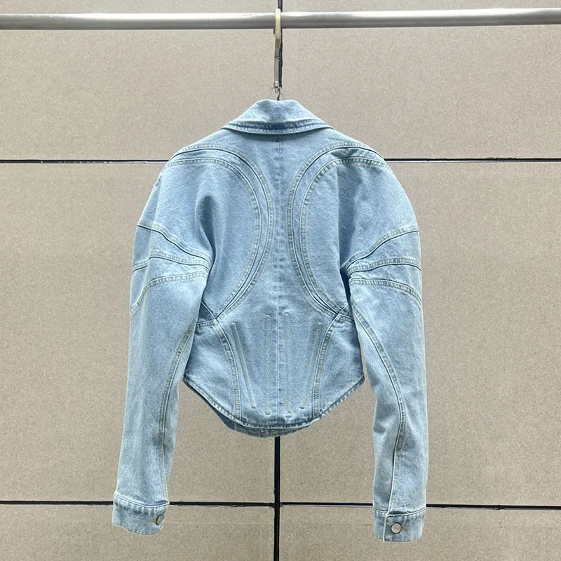 Женский топ y2k весенне-летняя стеганая Лоскутная джинсовая куртка в елочку с