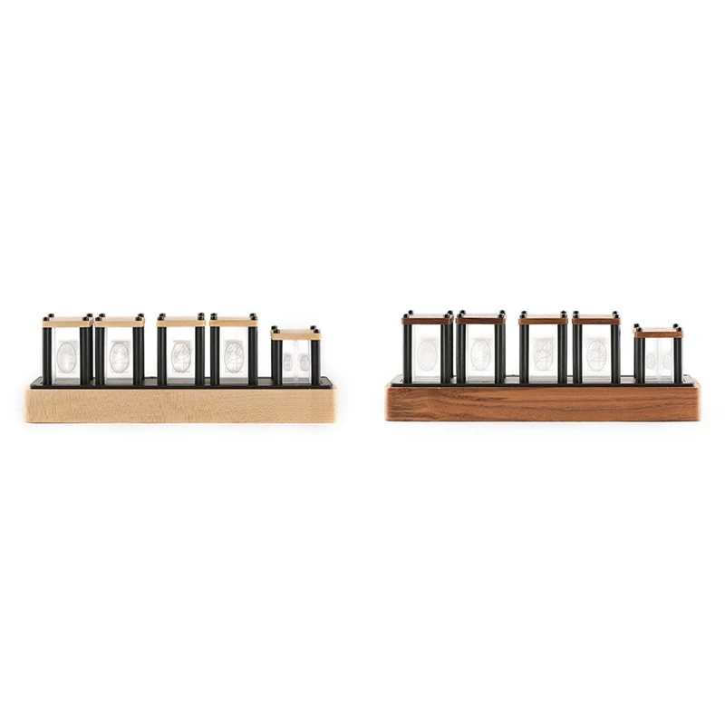 

RGB Glow Tube Clock Creative Led Electronic Digital Solid Wood Ornaments RGB Fluorescent Tube Clock DIY Accessories