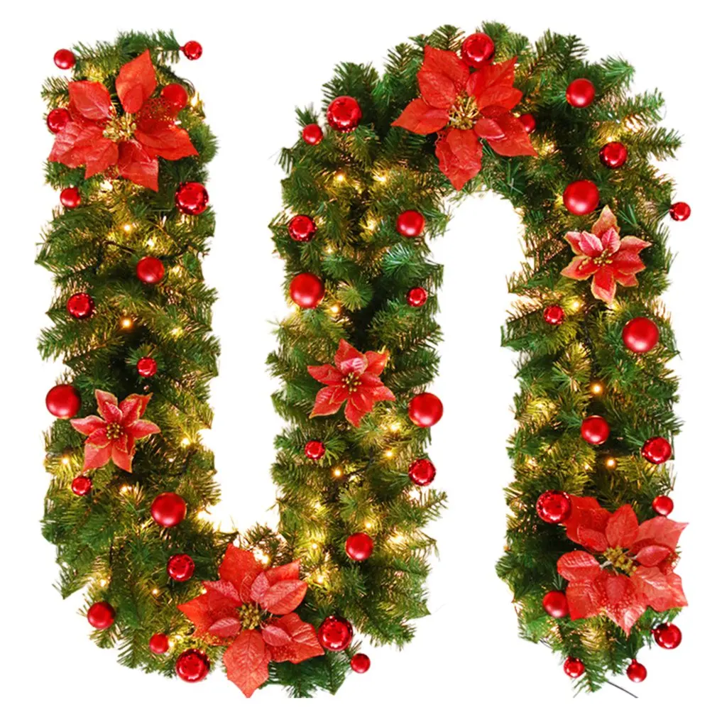

Rattan Ornaments Christmas Garland 2.7m Christmas Rattan Ornaments With Lights Closet Door And Window Decoration