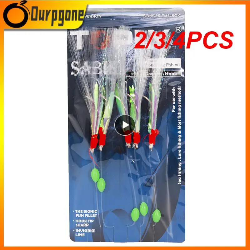 

2/3/4PCS Mackerel Barbed Hook Bass Cod Lures Sea Fishing Rigs Tackle Boat Fishing Hook Mackerel Feathers Bass Cod Lure