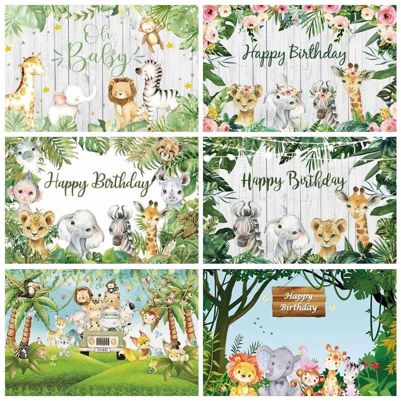 Safari Baby Shower Birthday Jungle Party Backdrop Decor Tropical Portrait Photography Accessories Background Photographic Props