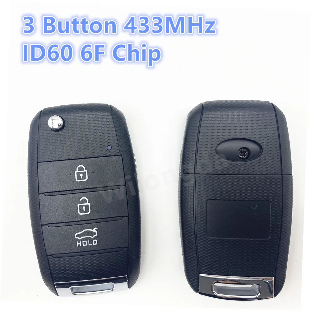 

3-кнопочный пульт дистанционного управления Fob 433 МГц ID60 6F чип для KIA Sportage 2016-2017 Автомобильный ключ