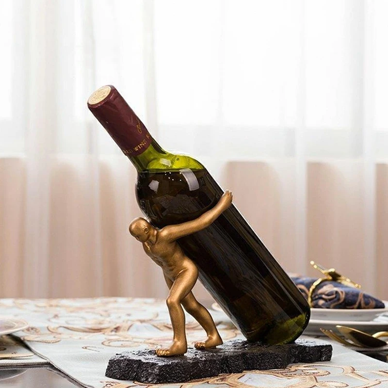 

Wine Rack Sculpture Wine Holder Statue Wine Rack Character Sculpture Home Wine Cabinet Kitchen Ornaments For Wine Lovers