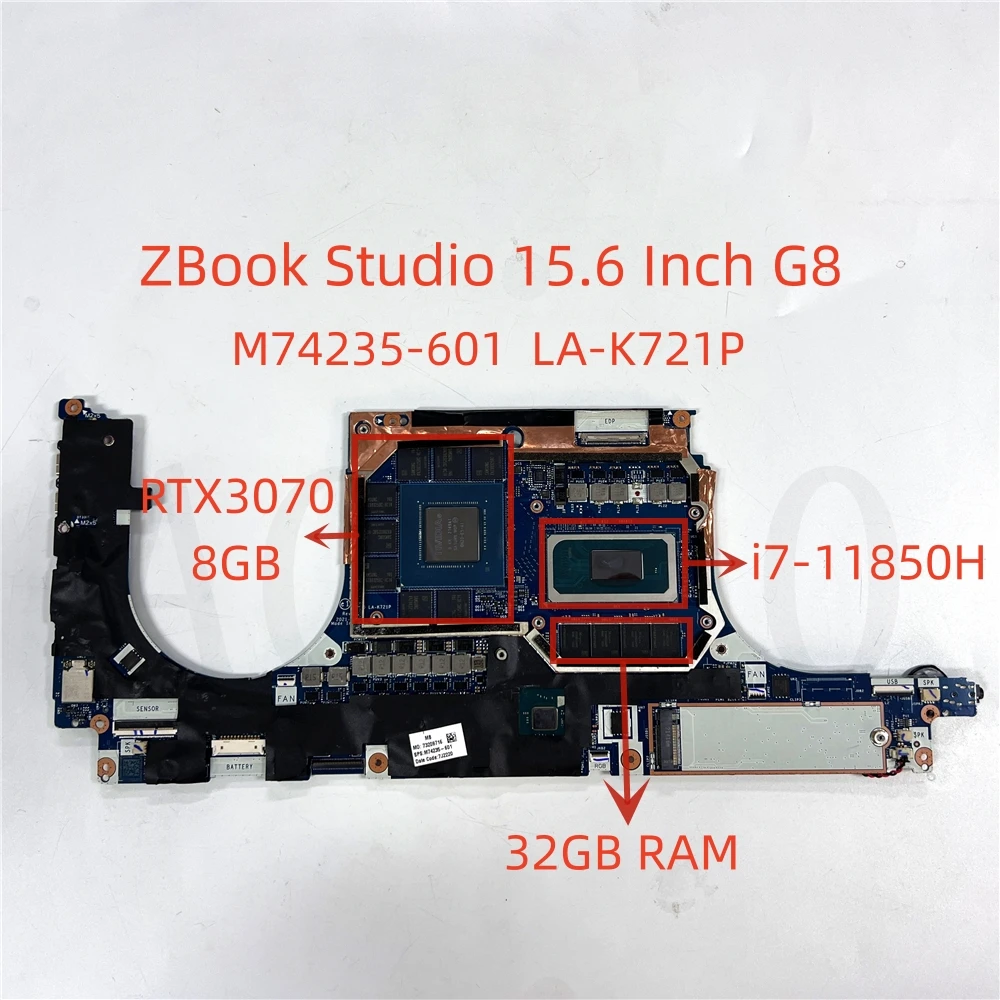

Материнская плата для ноутбука, телефон HP ZBook 15 G8, телефон RTX3070, ОЗУ 8 ГБ, 32 ГБ, полностью протестирована и работает идеально.