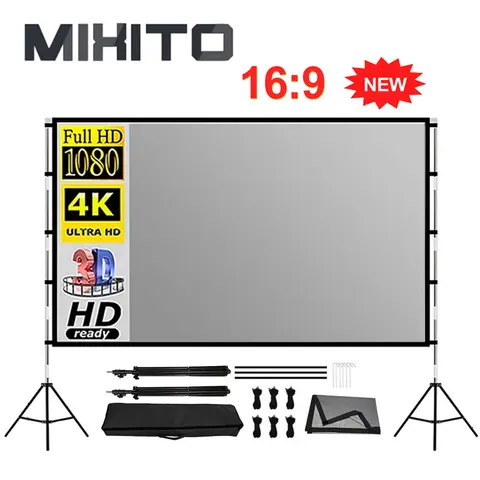 MIXITO Портативный металлический проекционный экран 84 100 120 дюймов