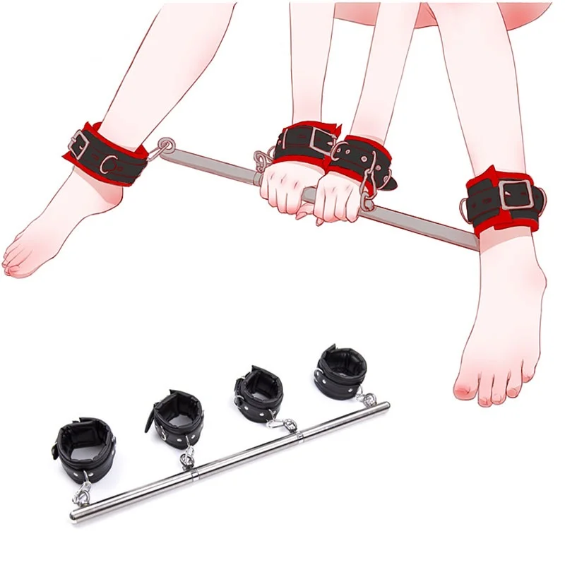 BDSM Removable Stainless Steel Spreader Bar Hand Cuffs Ankle Cuffs Slave Cosplay Costumes Bondage Adults SM Sex Toys For Couples