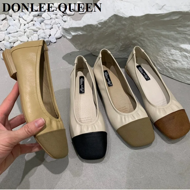 

Туфли женские на плоской подошве, модные повседневные Мягкие Мокасины, без застежки, квадратный носок, балетки, вечерние туфли для женщин