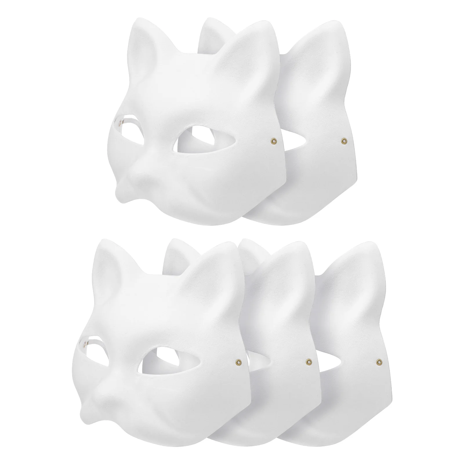 

Milisten White Halloween Paper Mache Art Masks Unpainted Masquerade Masks Hand Painted Blank Paper Masks Cat Masks Fox Masks