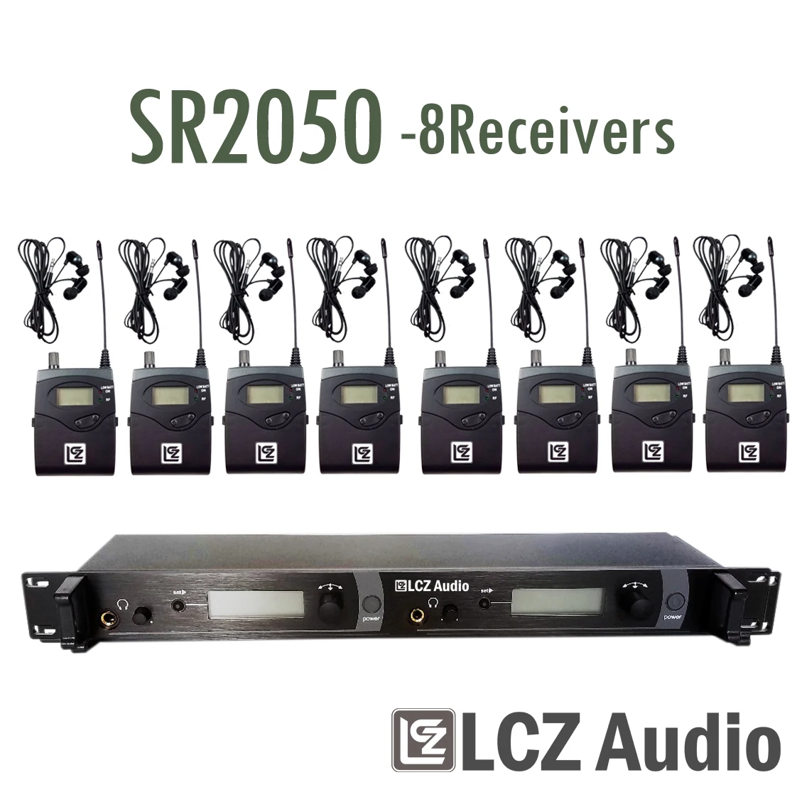 

LCZ AUDIO Wireless Stage Monitoring System SR2050 IEM In-Ear Stage Wireless Monitor System 1 Transmitter 8 Receivers