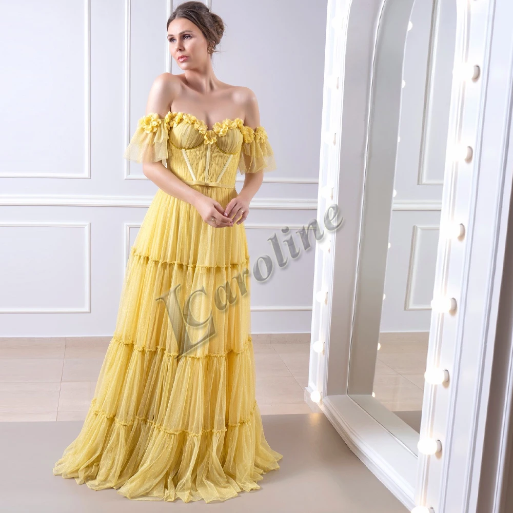 

Caroline Trendy Off The Shoulder Evening Dresses For Women 2023 Beadings Backless Floor Length Bow Customised Vestido De Fiesta