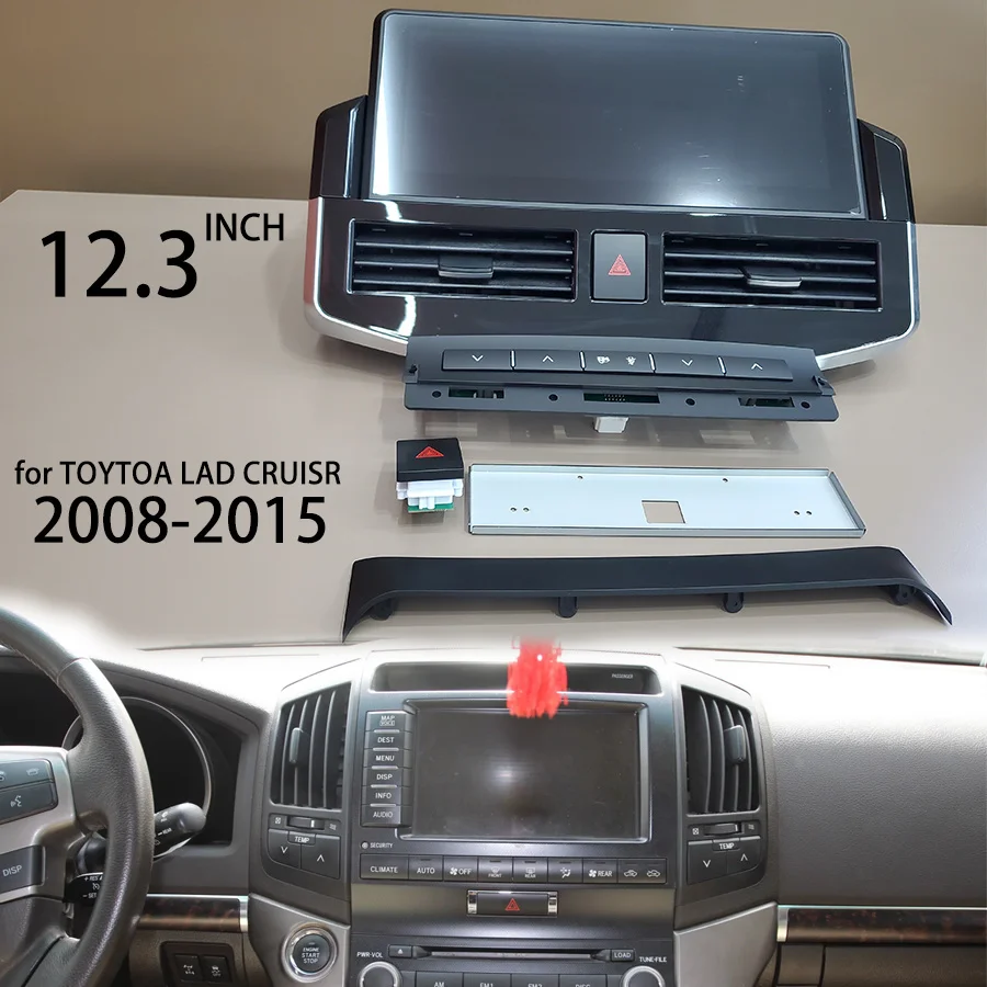 Автомагнитола на Android 13 для Toyota Land Cruiser 200, 2008-2015, мультимедийный проигрыватель с 15-дюймовым экраном, GPS-навигацией, 128 ГБ