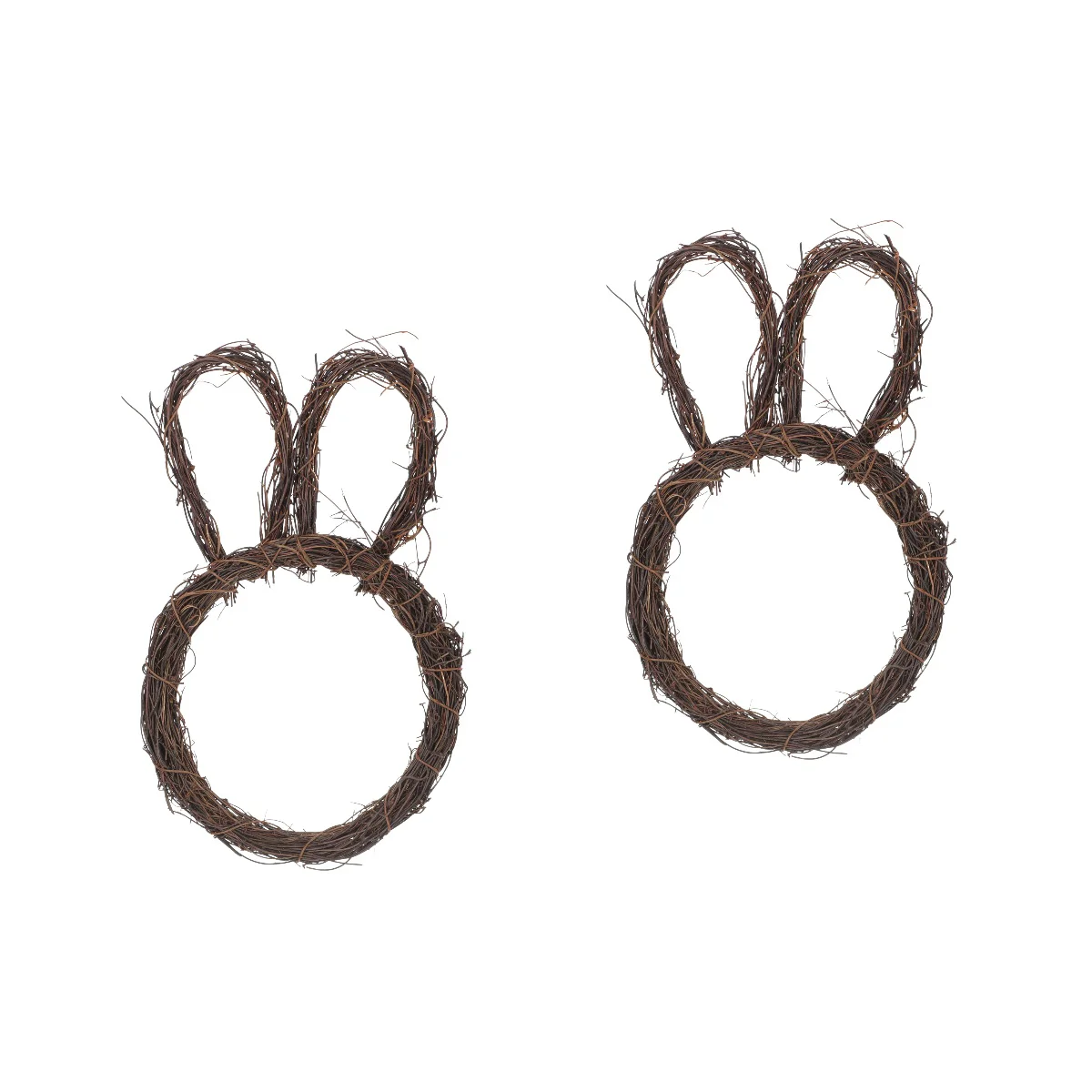 

2x Novel Adorable Portable Practical Decorative Rattan Wreath Frame Bunny Shape Wreath for Kindergarten Layout