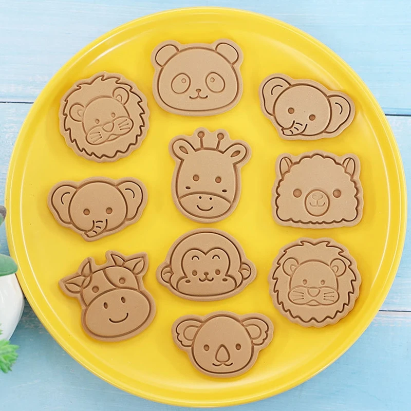 

8 Pcs Lion Panda Pastry Fondant Stamper Baking Molds Cake Decorating Tool Food-grade Plastic Cake Plunger Cutter Durable
