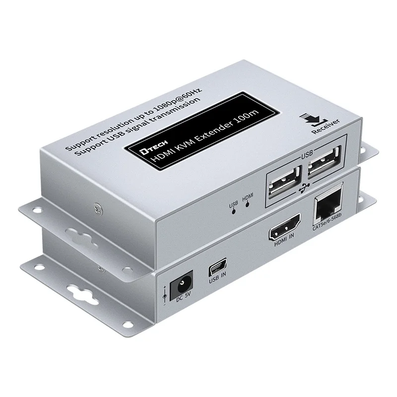 

DTECH 4k 1080p Ethernet transmit and receive 100m usb hdmi kvm extender