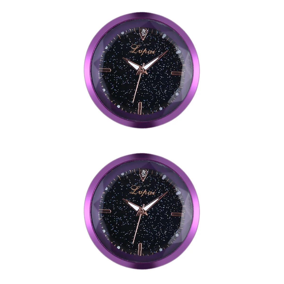 

2pcs Universal Car Dashboard Clock Car Electronic Clock For Auto Interior Decoration - BZ844(Purple)