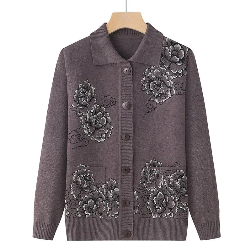 Весенне-осенний женский свитер среднего возраста для пожилых людей тонкие