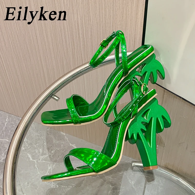

Eilyken/пикантные зеленые сандалии с перекрестными ремешками на лодыжках; Женские летние модные Клубные туфли с открытым носком для стриптиза; Женская обувь на каблуке с резным узором