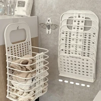 nordic wall mounted laundry basket hanging storage household bathroom plastic folding dirty clothes storage basket organizer