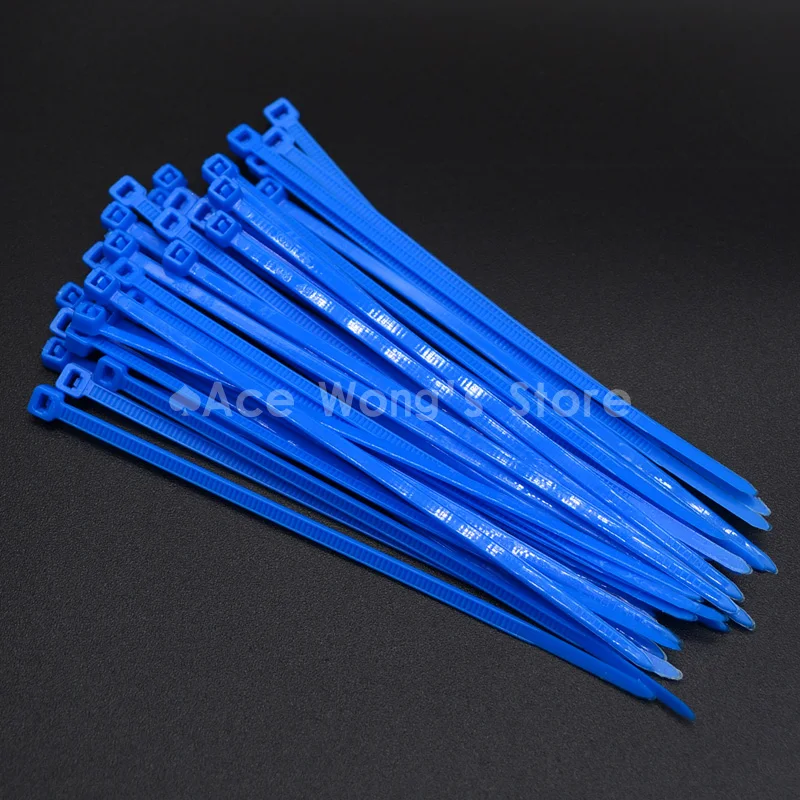 

Самоблокирующиеся голубые пластиковые нейлоновые кабельные стяжки 100 шт./упак. 3*100 мм, ширина 2,5 мм, застежка-молния