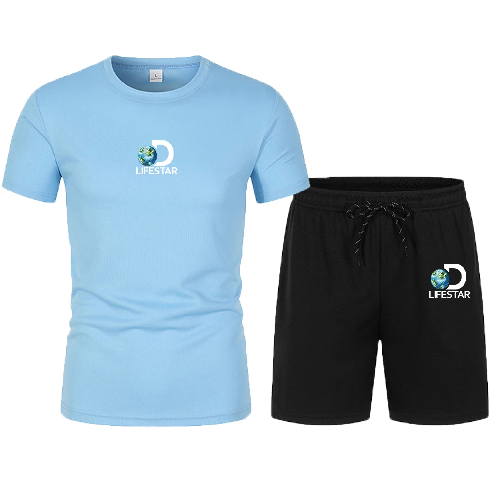 Summer Popular New Men's T-shirt+Shorts Suit Men's Sports Suit Brand Printing Casual Fashion Breathable T-shirt Set Men Clothing
