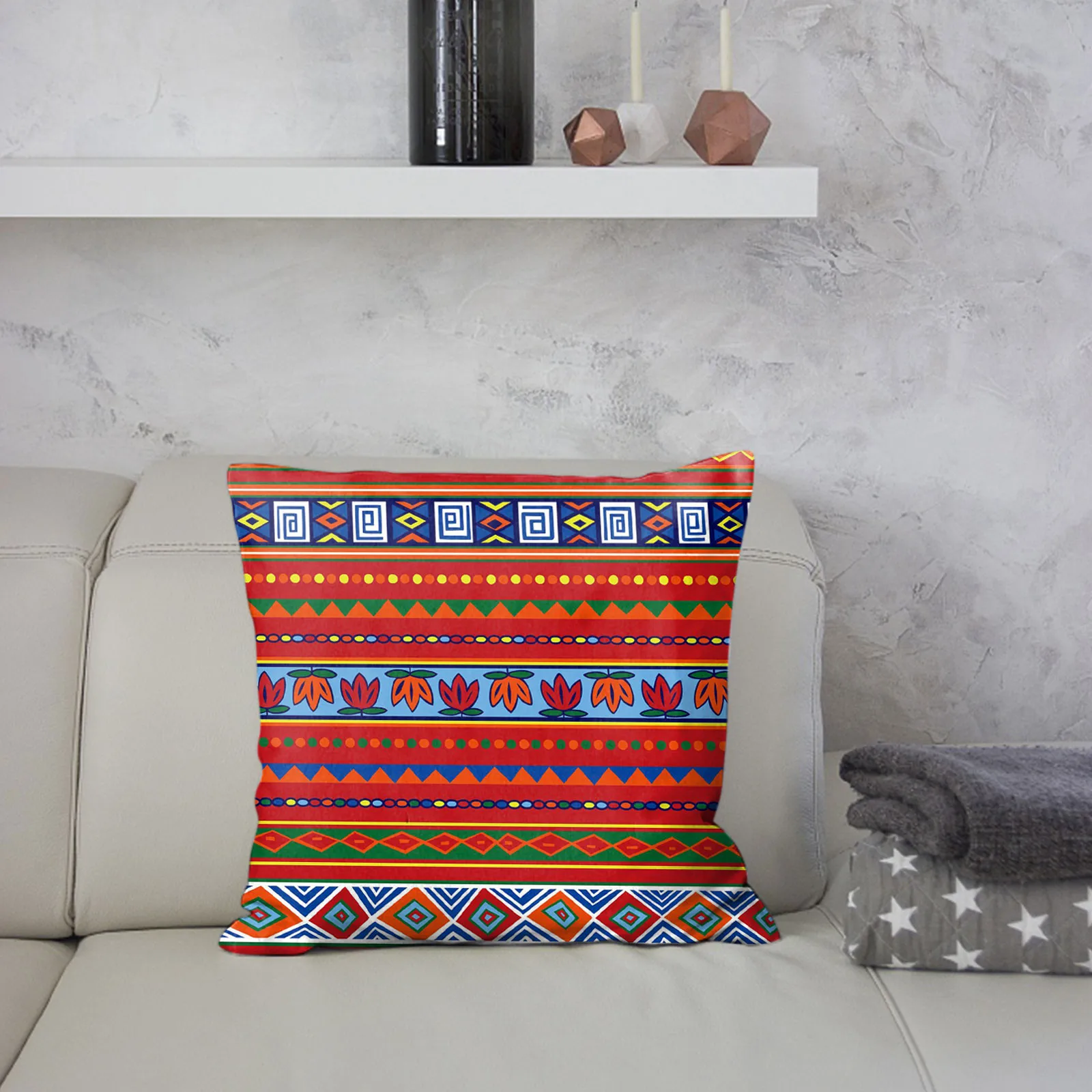 

Ethnic Vintage Red Print Striped Pillowcase Dancing Peach Leather Pillowcase White Pillow Cases