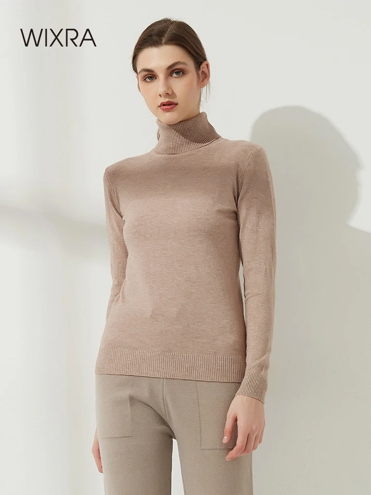 

Женский свитер-водолазка FAKUNTN Wixra, сезон осень-зима, весна, мягкий джемпер с длинным рукавом и высоким воротником