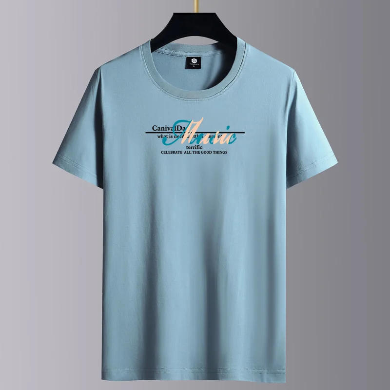 

2023 New High Qualtity Oversized Heavy T-shirt for Men Short Sleeve Tee Cotton Solid Color Trend Leisure Green White Black B71