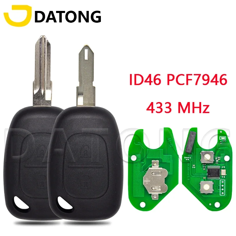 

Автомобильный Дистанционный ключ Datong World для Renault Master Traffic Vivaro Kangoo Movano ID46 PCF7946Chip 433 МГц, замена NE72 VAC102 Key