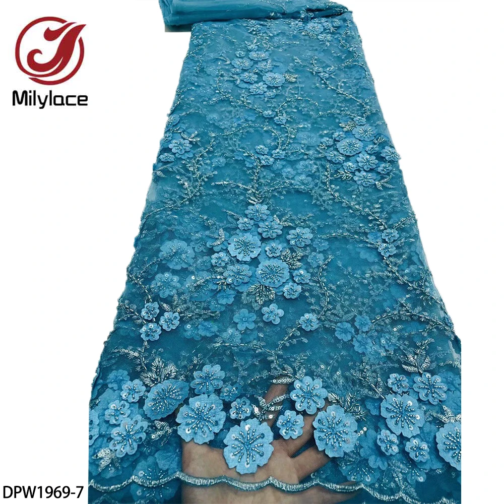 

Изысканный дизайн блесток, красивое кружево, Высококачественная кружевная ткань для свадебного платья, ткань для платья, кружевная ткань DPW1969
