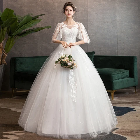 Wedding Dress Bride Ball Gowns Lace Up Dresses Pregnant Women High Waist Plus Size Wedding Dresses