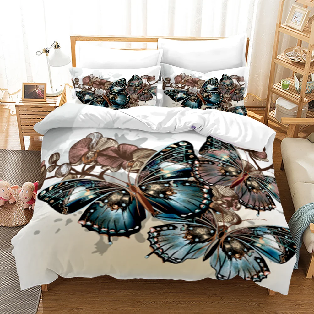

Bed Sheets with Butterfly Painting Four Piece Bedding Set for Bed Queen Size Bed Sheets Set Bedroom Bed