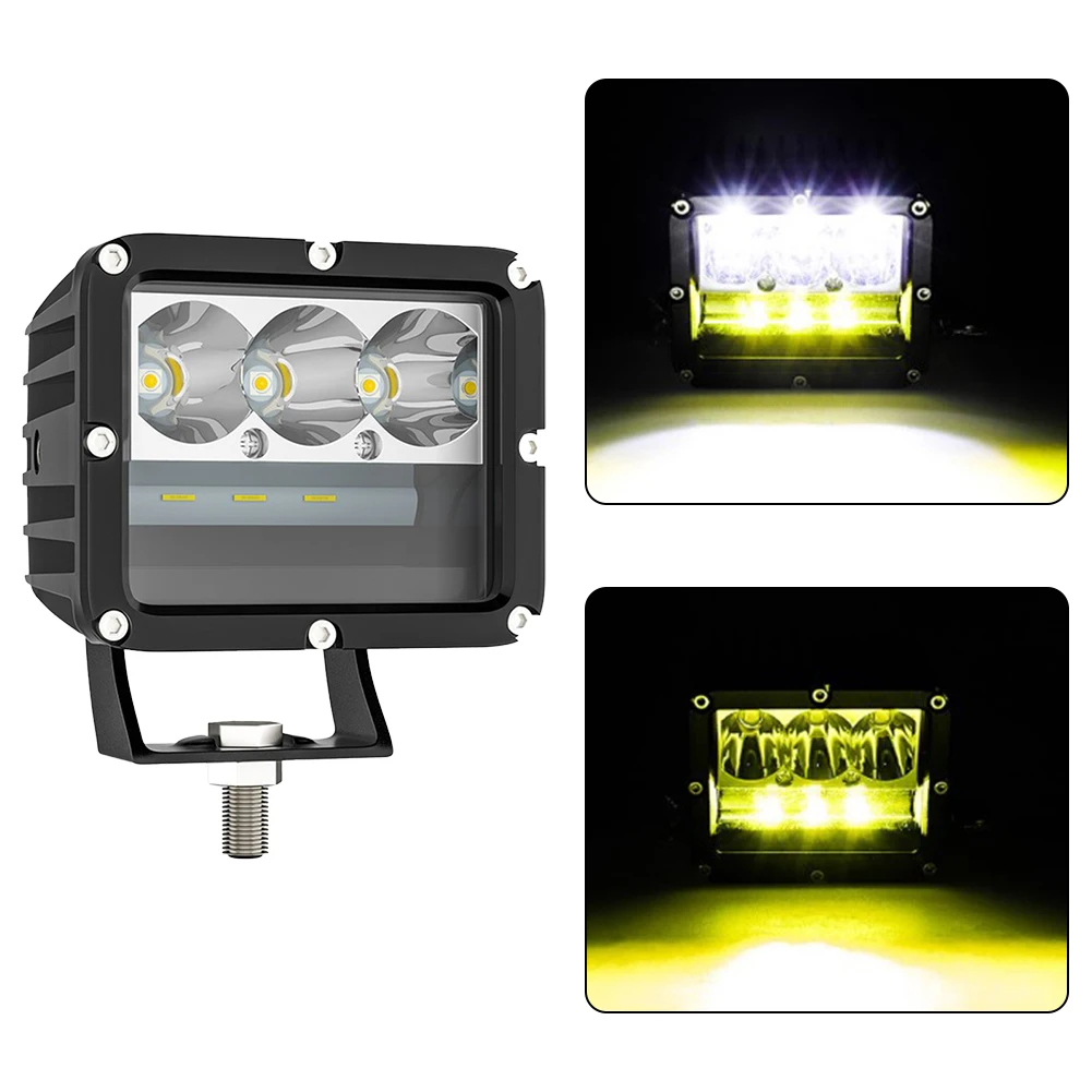 

1pc A-pillar LED Work Lights Spotlight 60W Yellow & White Working Lamp For Wrangler Off-road Truck ATV Boat Vehicle Waterproof
