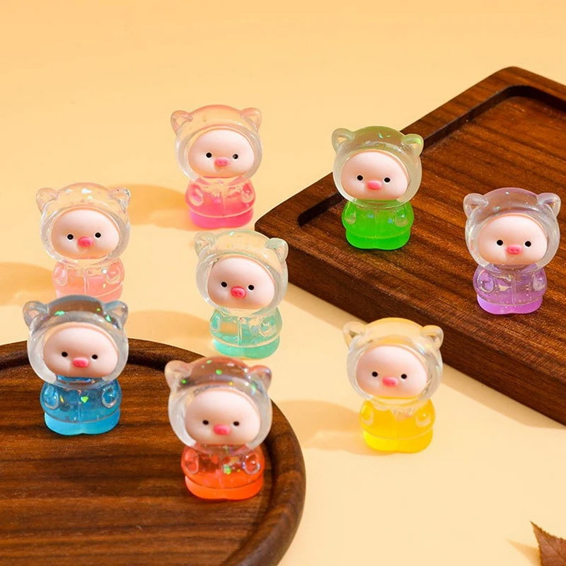 2 шт. мультяшный 3D светящийся прозрачный цветной вставной карманный поросенок