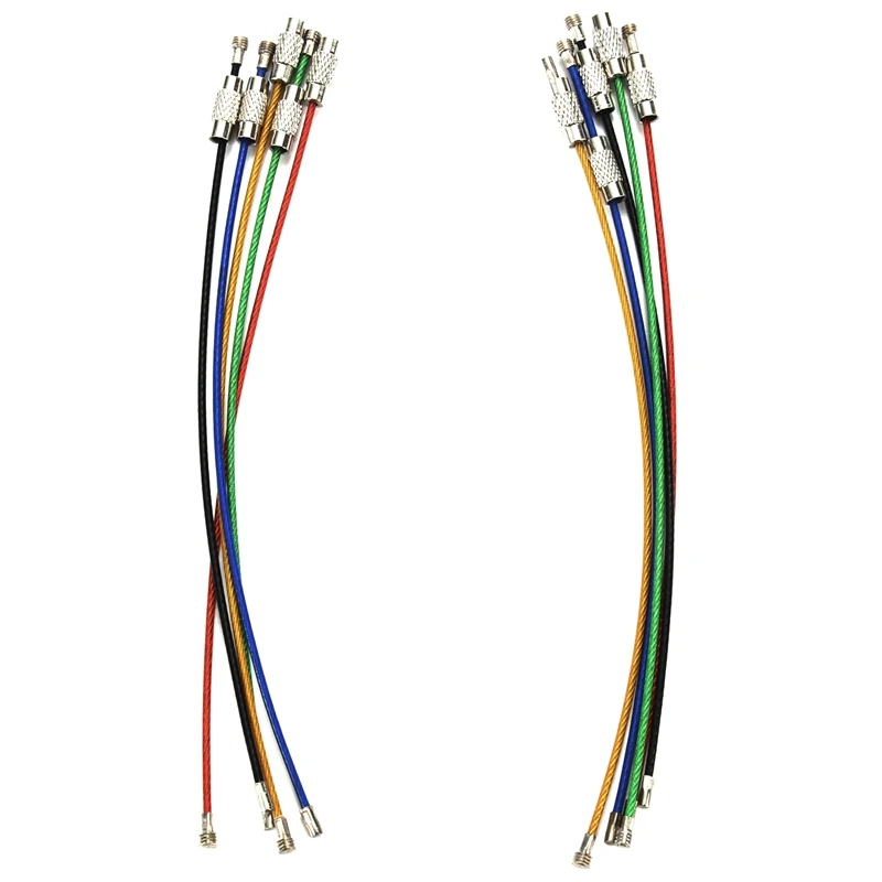 

10Pcs Colorful EDC Keychain Stainless Steel Carabiner Key Holder Outdoor Tools Wire Keyrings Cable Rope Screw Locking Key Chain