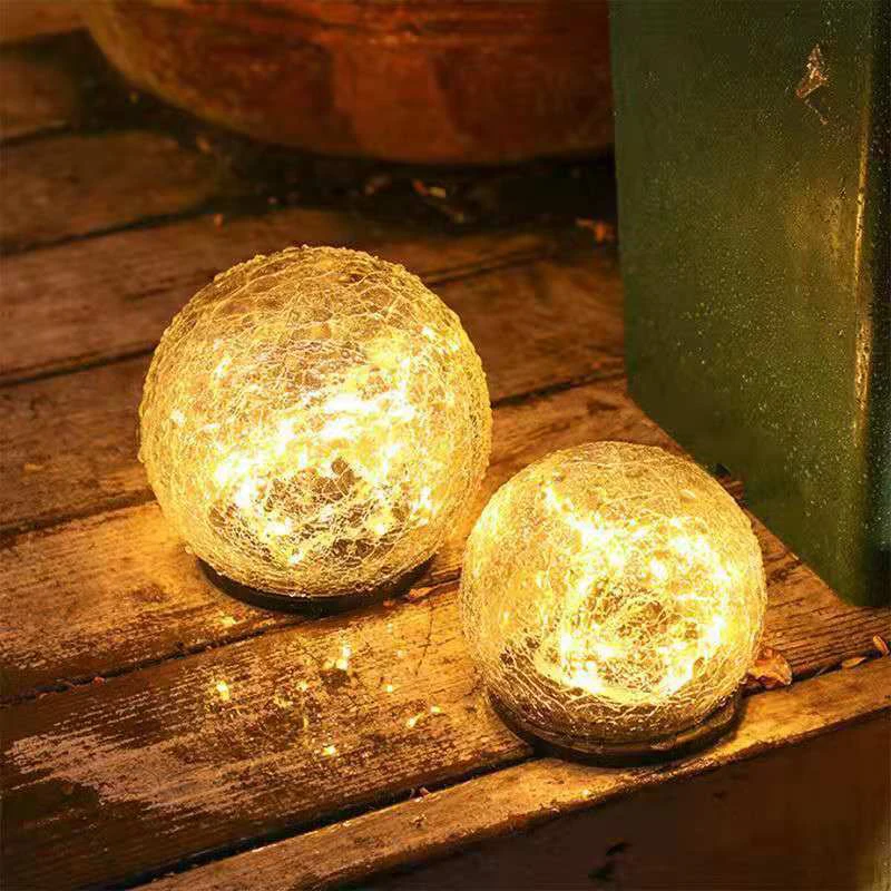 

Solar Led Light Outdoor Court Crack Glass Ball Light Waterproof Buried Garden Grass Lamp Balcony Layout Decoration